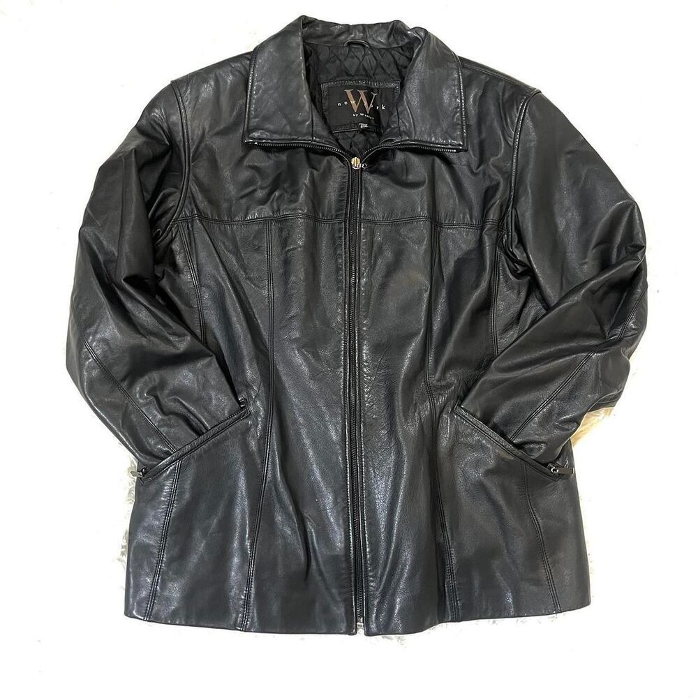 W New York by Winlit Genuine Leather‎ Jacket XL Black Quilted Lining